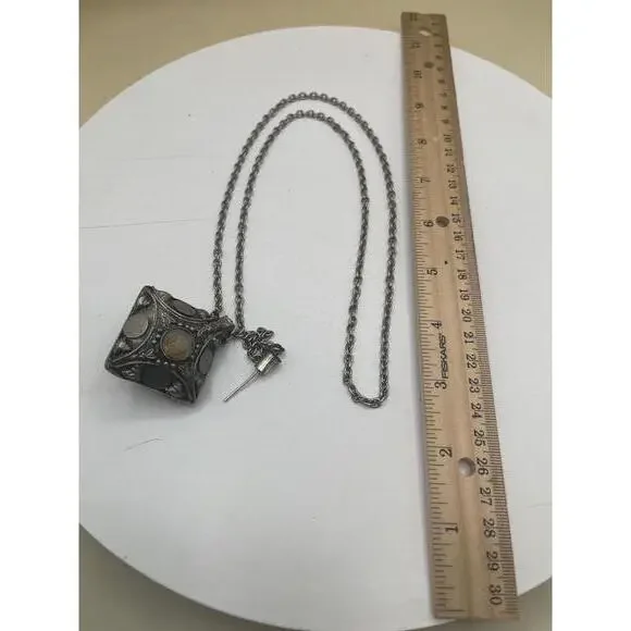 Vintage Perfume Pendant Necklace and Agate Accent